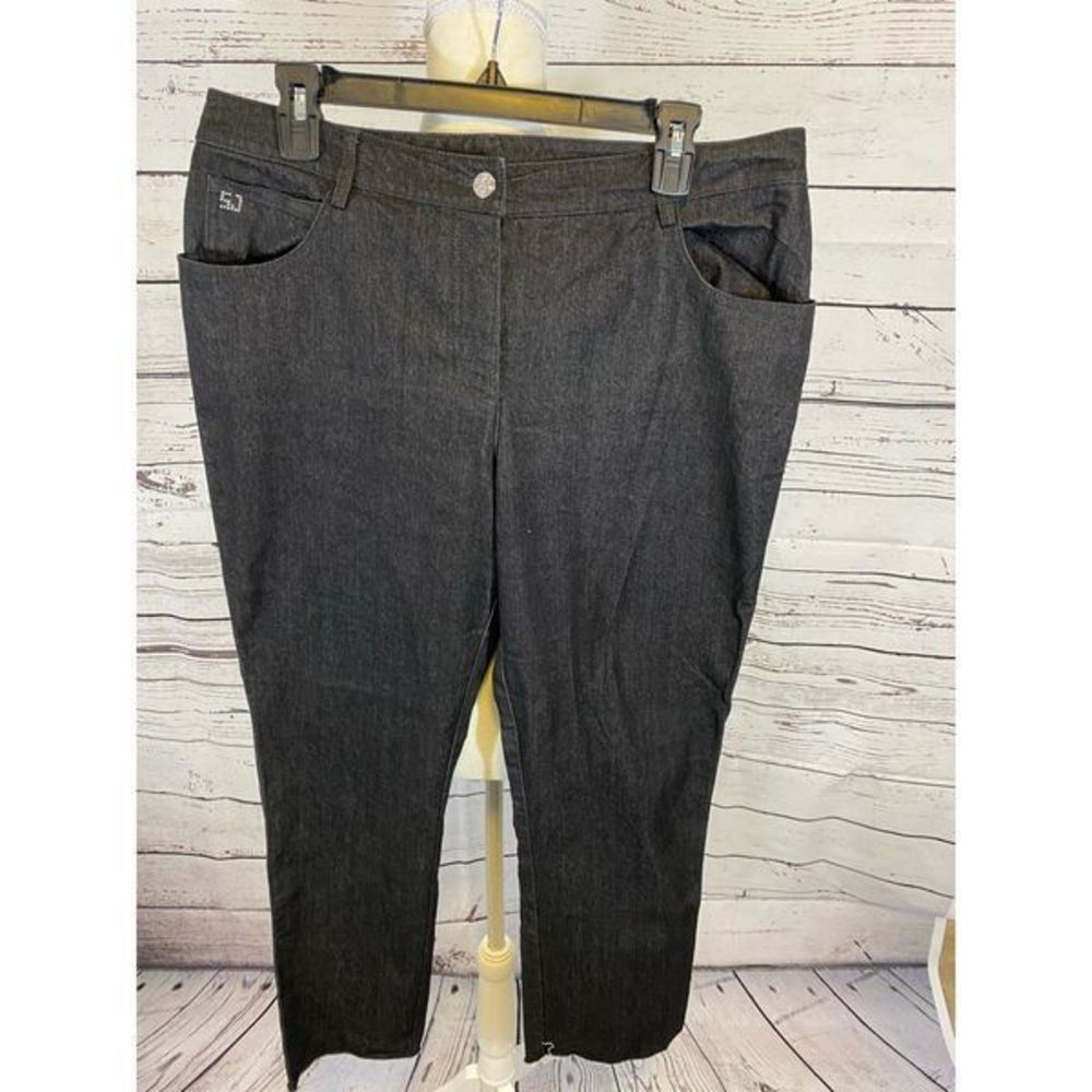 St. John Black Denim Boyfriend Jeans. Sz 10